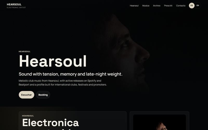 Portada de hearsoul.eu, portfolio del artista Hearsoul