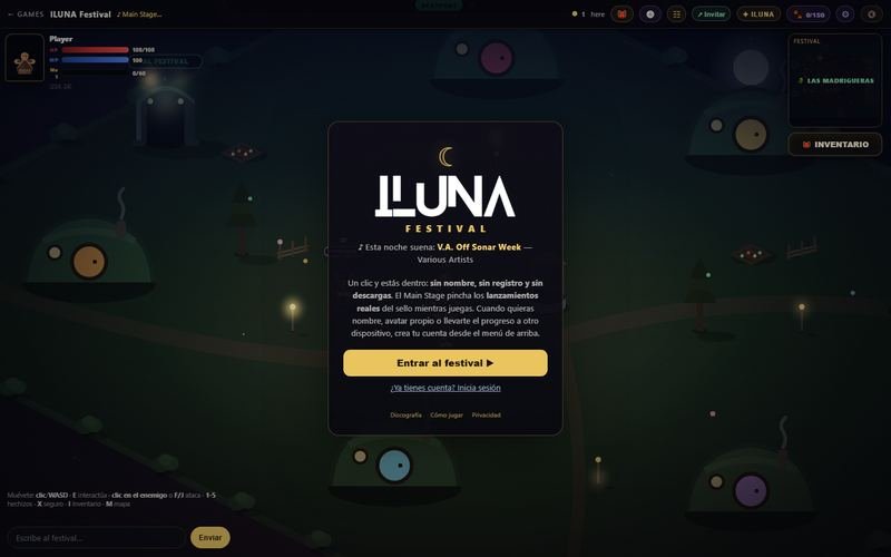 Portada de iluna.online, el MMO en el navegador de ILUNA
